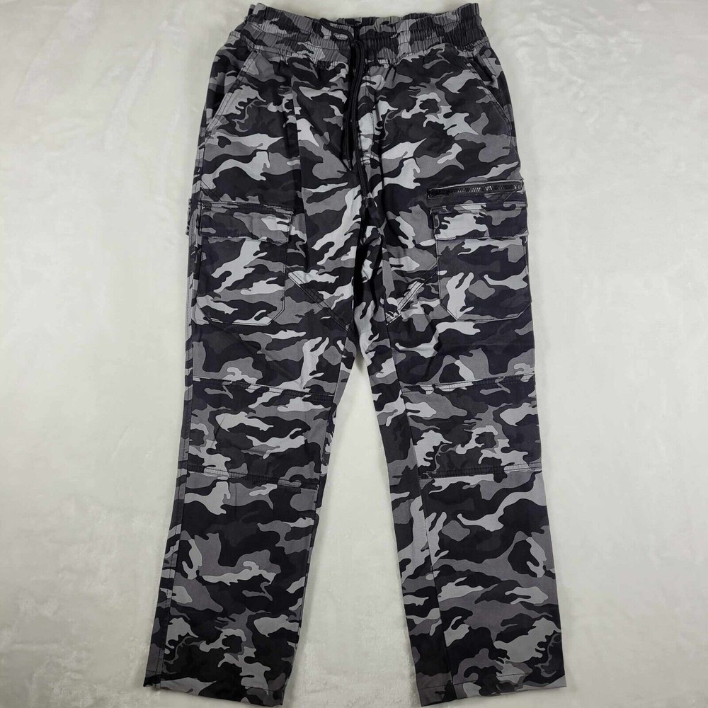 Camo Men's Cargo Pants - Black and Gray